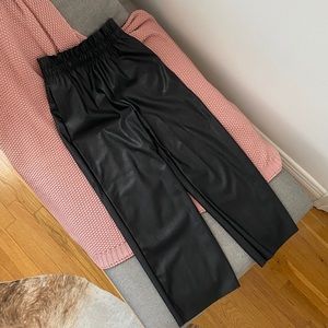 Faux leather paper bag pants
